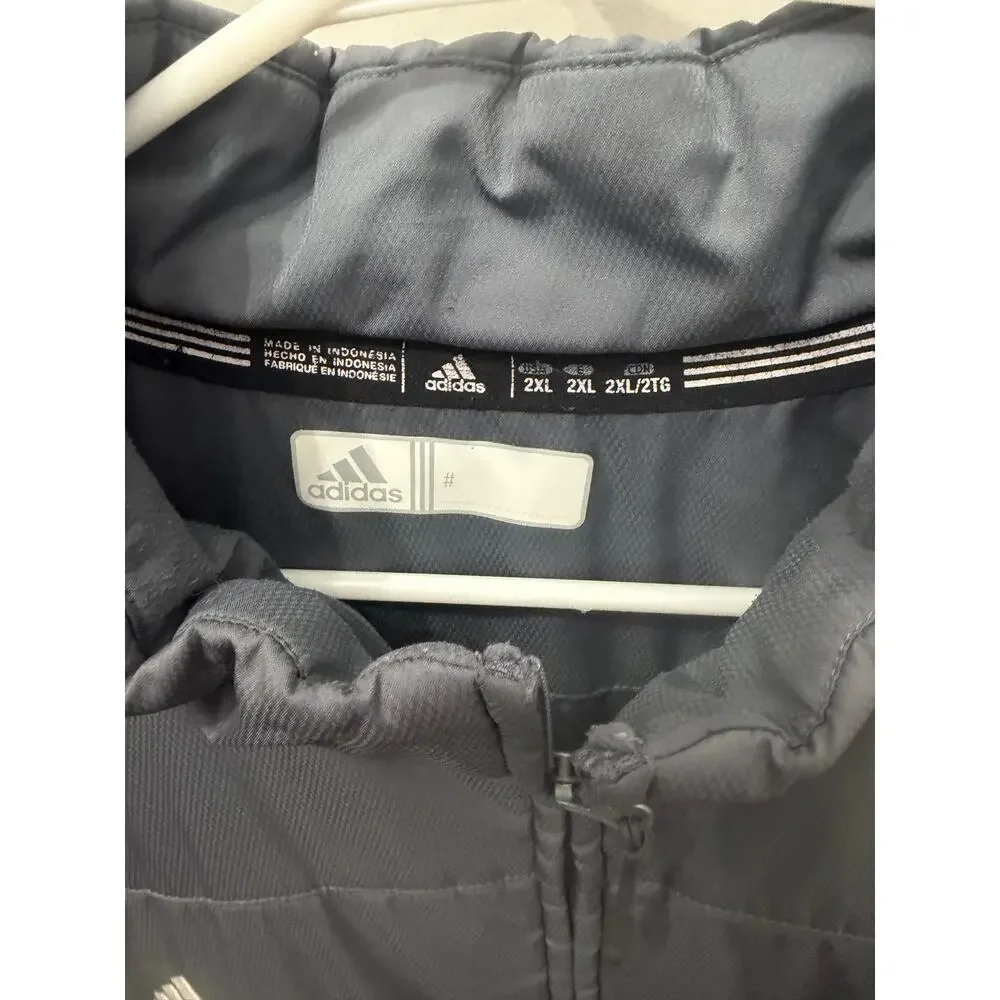 Adidas Men's Team Sports Transition Jacket Onix Grey Grid Quilted Full Zip Large